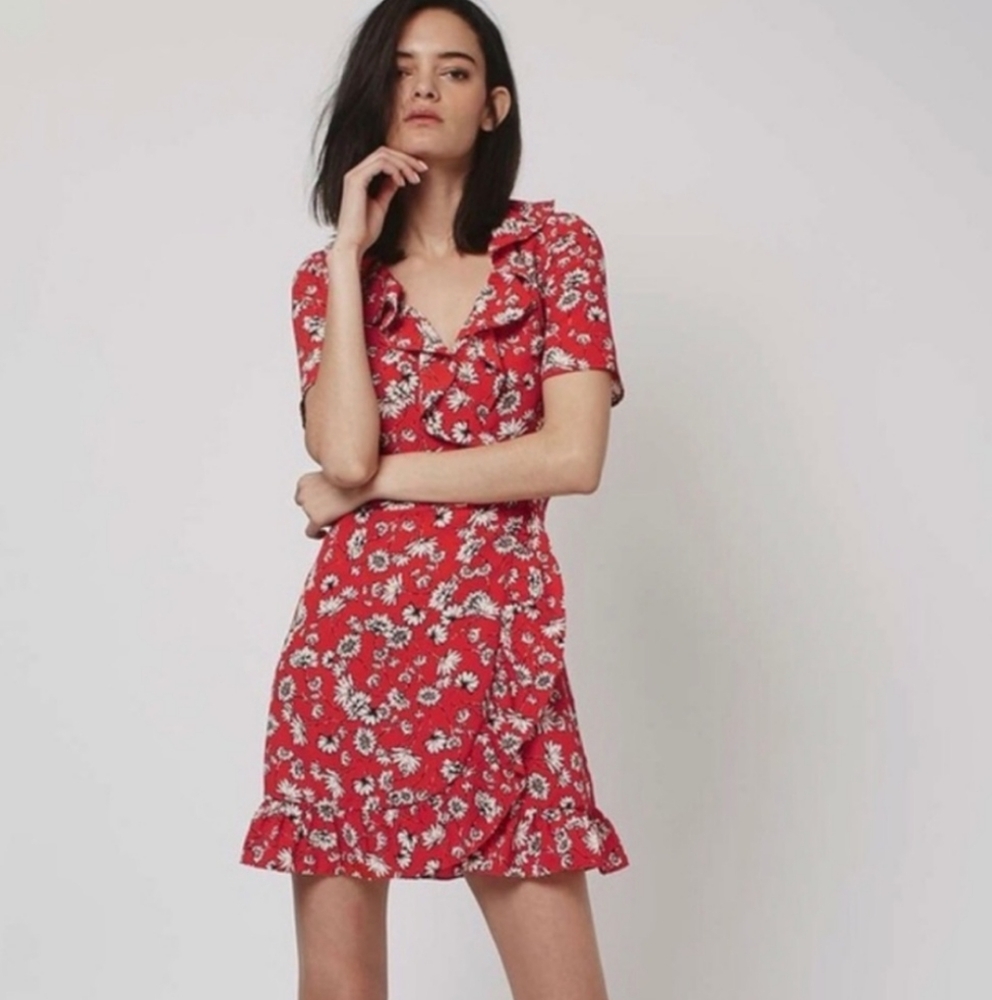 ☆ TOPSHOP Floral Ruffled Wrap Dress